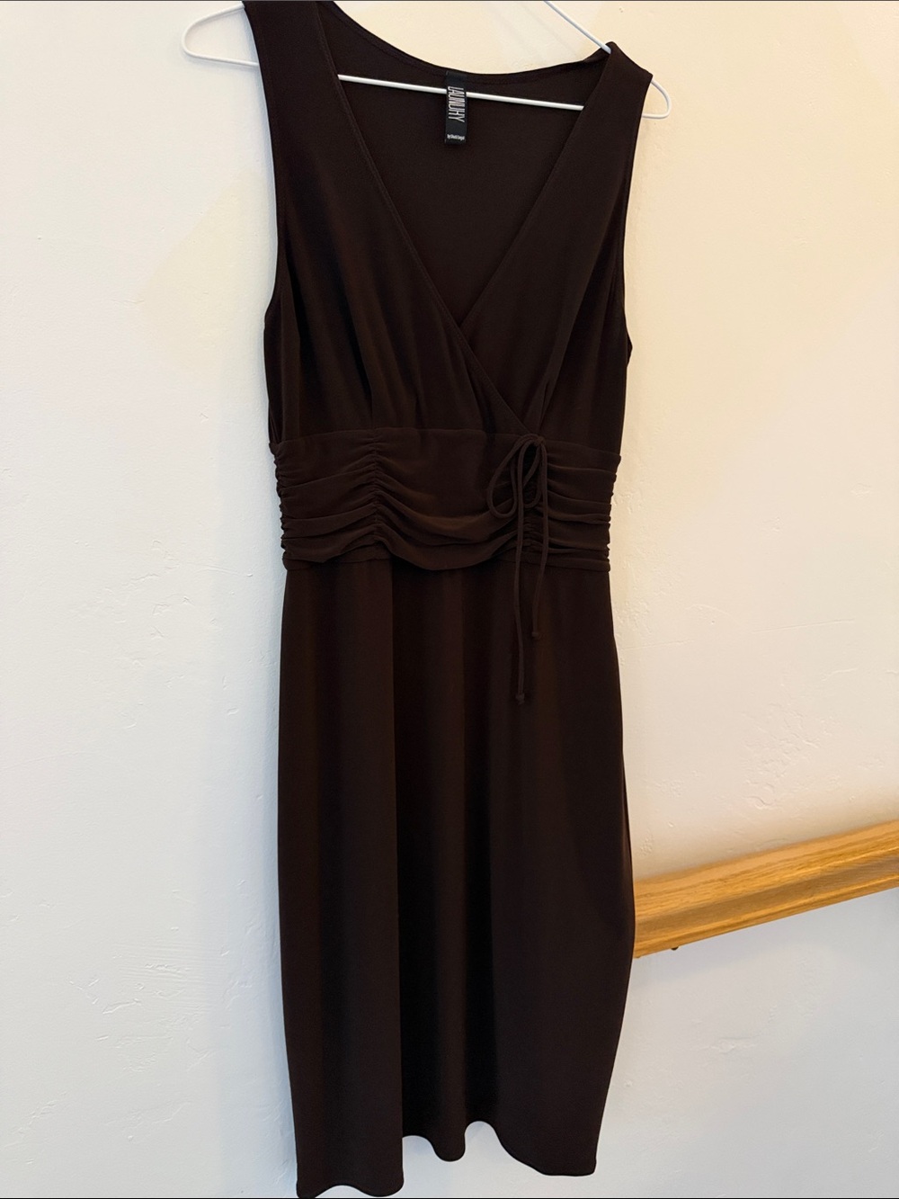 Laundry By Shelli Segal Sleeveless Brown Wrap-Style Dress